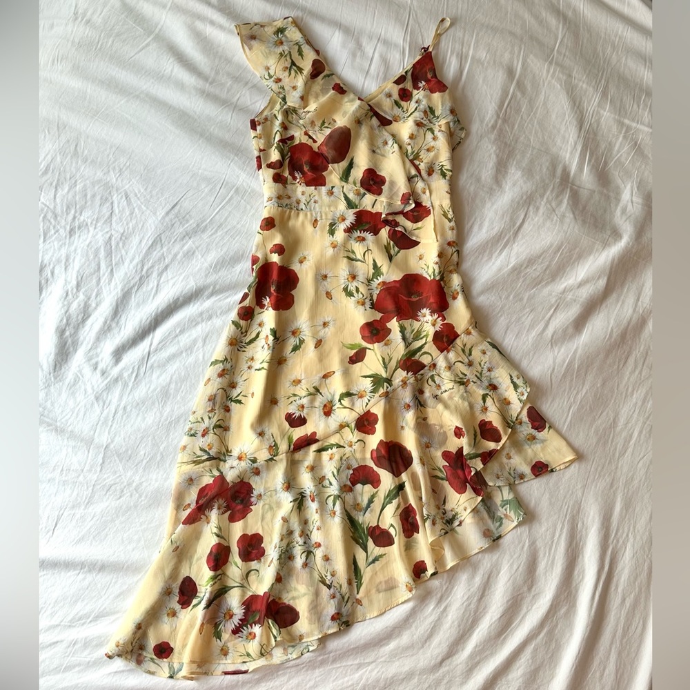 Elegant floral asymmetrical dress